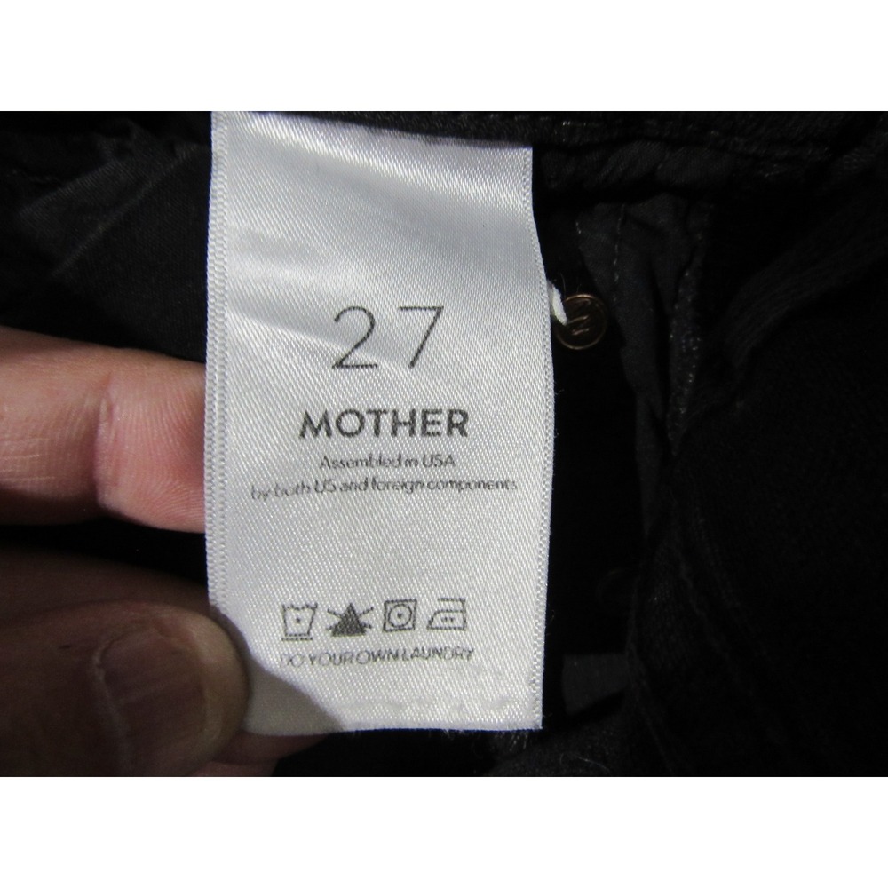Mother Jeans Womens 27 Black High Waisted Looker Raw Hem Distressed USA - Picture 7 of 16